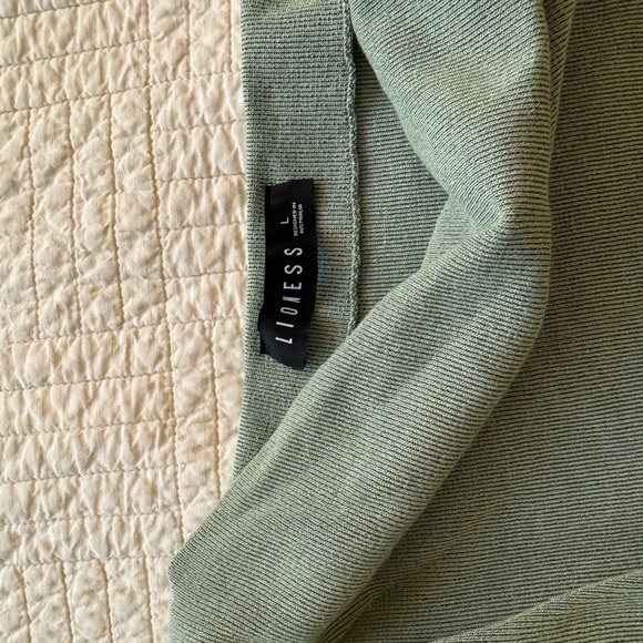 Lioness One-Shoulder Knit Tank in Sage Green - Picture 3 of 3